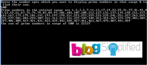 Prime numbers in the range and their sum